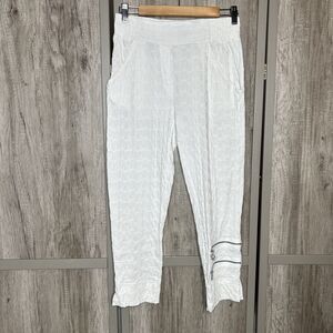 My Soul Pants Textured Zippers Artsy Contemporary White Color